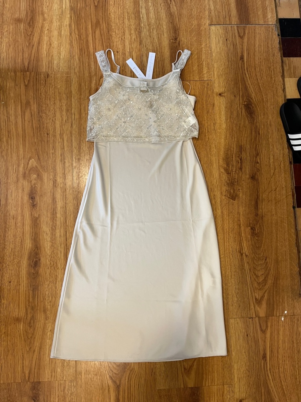 House of Harlow Ivory Beaded 2 Piece Overlay Slip Dress, Bridal, Bachelorette ✨